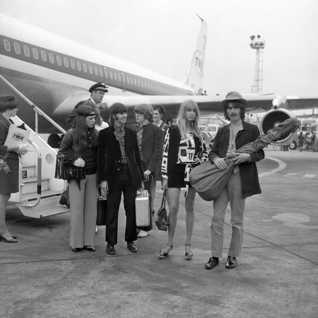 George Harrison with his sitar