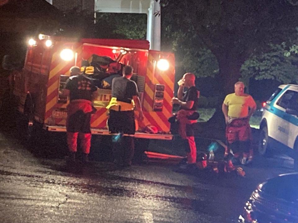 Dozens of first responders from Bucks County and surrounding counties descended on Upper Makefield July 15, 2023 to assist in search and rescue missions after flash floods devastated the area