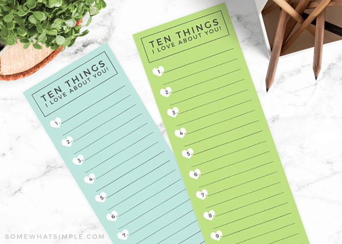 ten things i love printable fathers day card