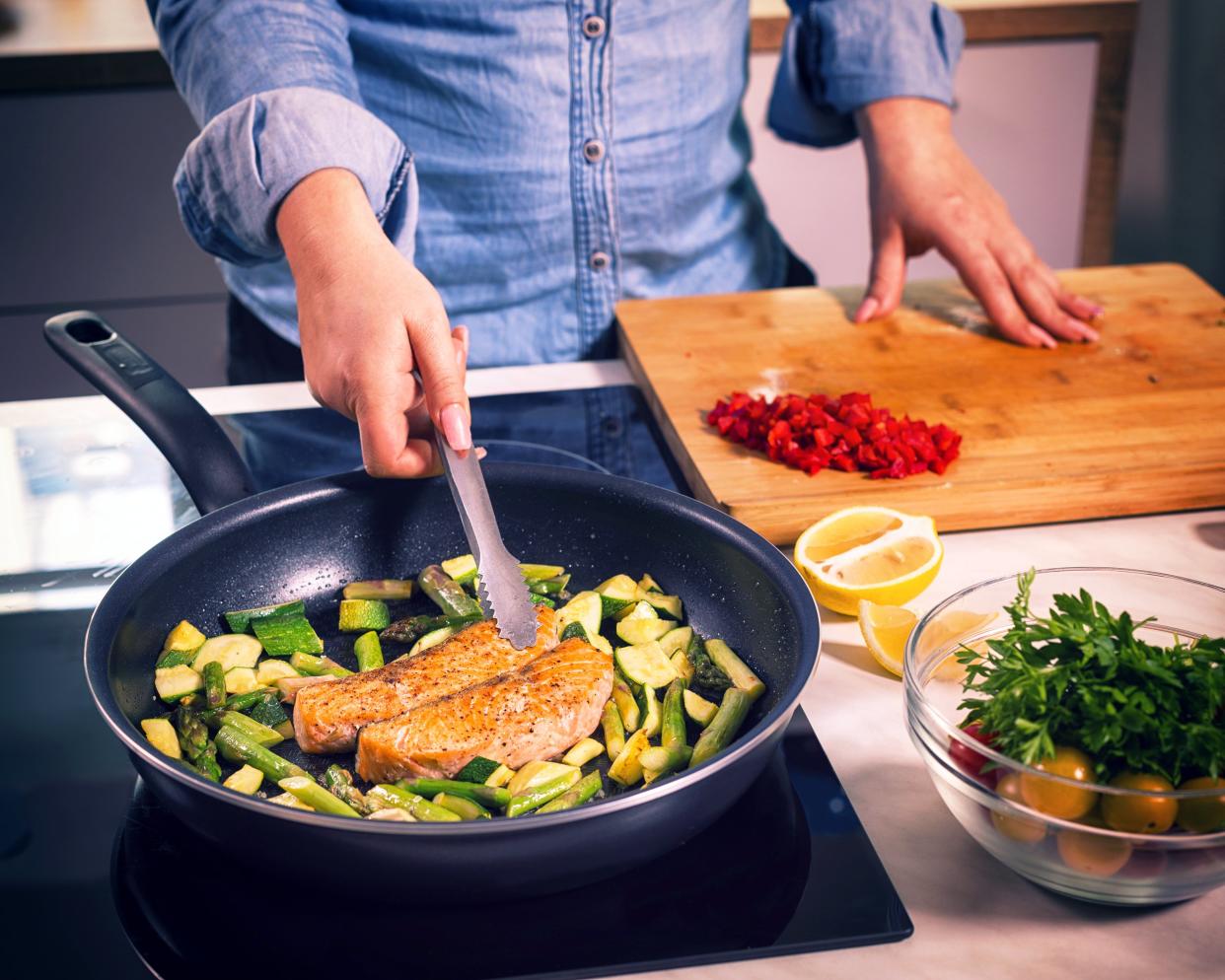 Chicken and vegetables in a pan