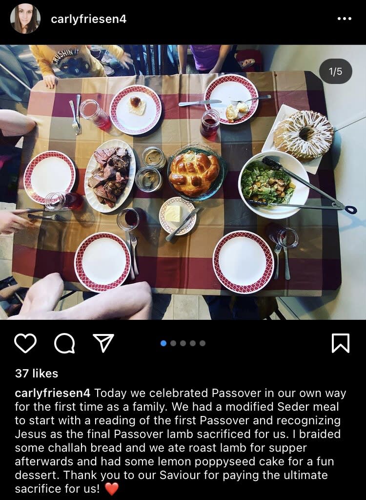 Screenshot of Instagram post showing 