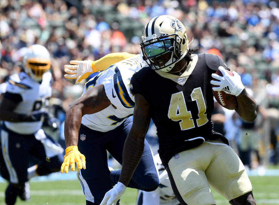 If you're lucky enough to land Alvin Kamara in your fantasy draft, you won't have to worry about him the rest of the season. (Photo by Harry How/Getty Images)