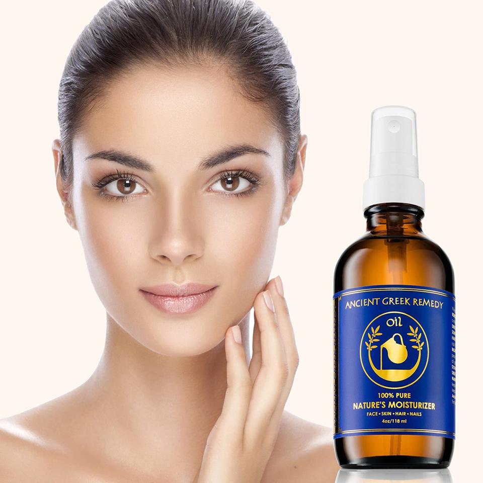 Instead of using a million products to hydrate your complexion, this multipurpose oil blend will help lock in moisture and keep irritation at bay. You can also use it on your hair to help tame frizziness. <br /><br /><strong>Promising review:</strong> "I brought initially on a whim because I was tired of buying the oils I needed separately and wanted to try something new. I WAS NOT DISAPPOINTED. I have kinky, curly, dry hair and I dye/bleach it often. I use this for moisture and my hair loves it. I also add it to hair masks or a pre-poo. For my skin, I mix this with my lotion and my shea butter. <strong>My skin is moisturized all day and thriving. I also use it on my feet in the winter when I go to sleep and it helps a ton with cracked heels.</strong> For my face, one pump does more than enough. If my hands are damp, I can use one pump for my face and my neck. This is now a staple in my skincare routine. <strong>I've stopped having breakouts, my skin is glowing and thriving, my tone has evened up also</strong>. My sister is also now hooked on this as its one of the only moisturizers that have helped with her acne, tone and doesn't bother her sensitive skin." &mdash; <a href="https://amzn.to/3vdPVlY" target="_blank" rel="nofollow noopener noreferrer" data-skimlinks-tracking="5909265" data-vars-affiliate="Amazon" data-vars-href="https://www.amazon.com/gp/customer-reviews/R3EVKE81IL86WF?tag=bfmelanie-20&amp;ascsubtag=5909265%2C6%2C36%2Cmobile_web%2C0%2C0%2C16567500" data-vars-keywords="cleaning,fast fashion" data-vars-link-id="16567500" data-vars-price="" data-vars-product-id="15964379" data-vars-retailers="Amazon">Lo</a><br /><br /><strong>Get it from Amazon for <a href="https://amzn.to/3epL0HV" target="_blank" rel="nofollow noopener noreferrer" data-skimlinks-tracking="5909265" data-vars-affiliate="Amazon" data-vars-asin="B01B12KCGC" data-vars-href="https://www.amazon.com/dp/B01B12KCGC?tag=bfmelanie-20&amp;ascsubtag=5909265%2C6%2C36%2Cmobile_web%2C0%2C0%2C16567498" data-vars-keywords="cleaning,fast fashion" data-vars-link-id="16567498" data-vars-price="" data-vars-product-id="15920248" data-vars-product-img="https://m.media-amazon.com/images/I/516WGeOmL6L._SL500_.jpg" data-vars-product-title="Organic Blend of Olive, Lavender, Almond and Grapeseed oils with Vitamin E. Day and night Moisturizer for Skin, Dry Hair, Face, Scalp, Foot, Cuticle and Nail Care. Natural Body oil for Men and Women" data-vars-retailers="Amazon">$14.99</a>.</strong>