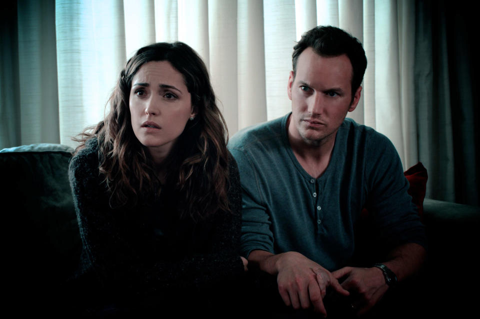 Rose Byrne and Patrick Wilson looking concerned.