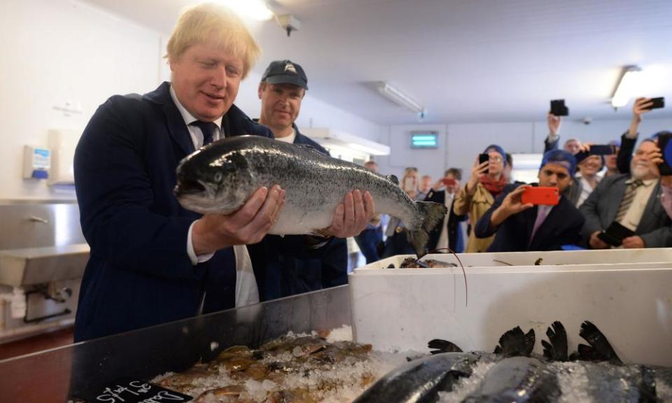 EU referendumBoris Johnson MP visits Sam Cole Foods fish processing factory in Lowestoft, Suffolk, where he was campaigning on behalf of the Vote Leave EU campaign. PRESS ASSOCIATION Photo. Picture date: Thursday June 16, 2016. See PA story POLITICS EU. Photo credit should read: Stefan Rousseau/PA Wire