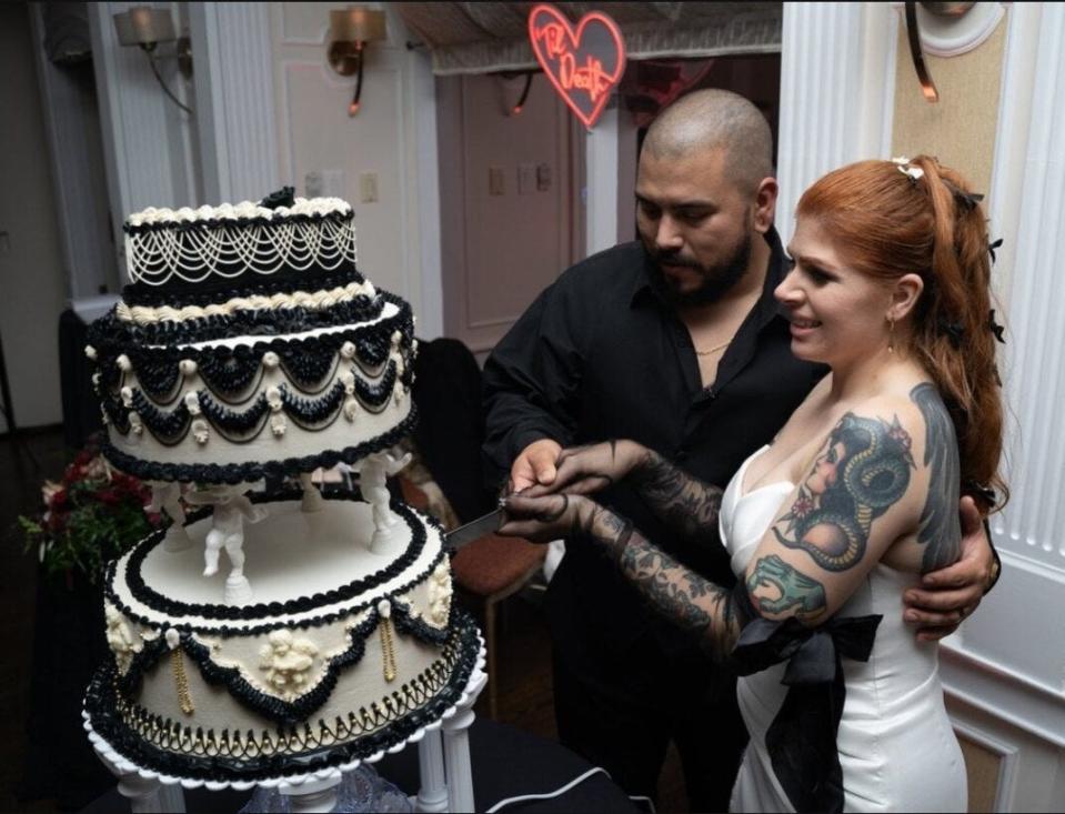 Blair Gutierrez made her own wedding cake, using many of the techniques she uses at Velvet Valley Cakes.