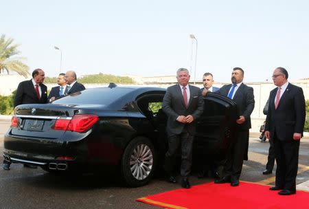Jordan's King Abdullah arrives for a meeting with Iraq's President Barham Saleh, during his visit in Baghdad, Iraq January 14, 2019. REUTERS/Khalid Al-Mousily