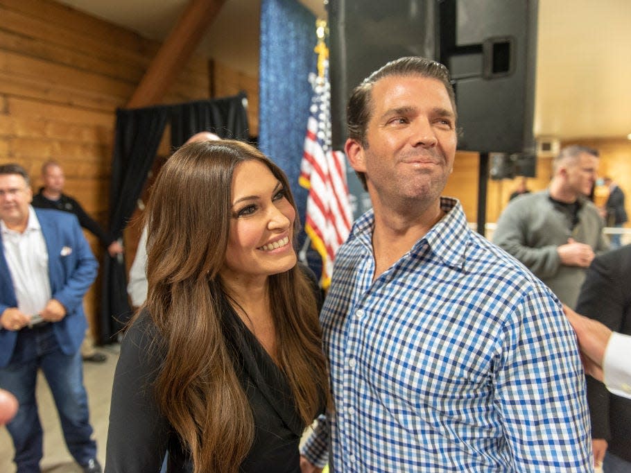 Donald Trump Jr. and Kimberly Guilfoyle at a campaign rally for Montana Senate candidate Matt Rosendale in Bozeman, Montana, in September 2018.