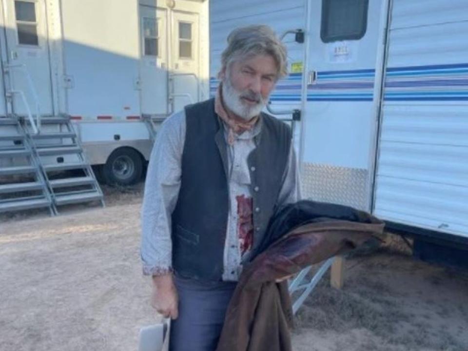 Alec Baldwin on the set of Rust before the prop gun incident took place (Alec Baldwin/Instagram)