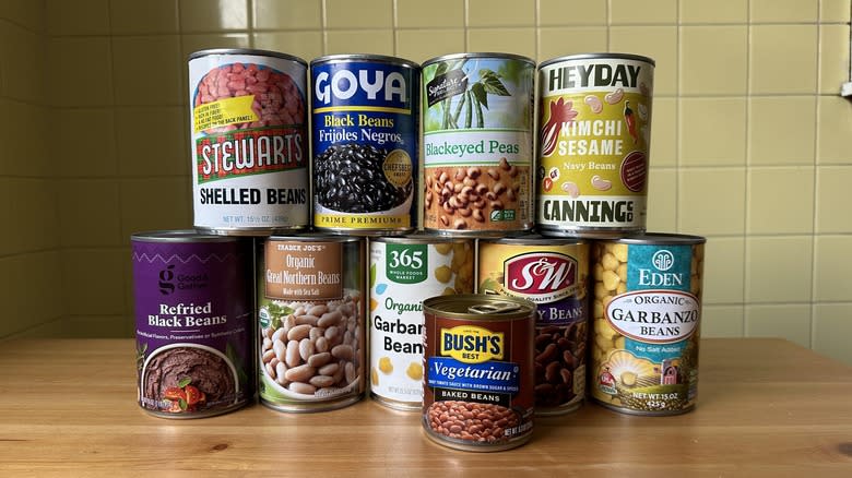 canned beans on table