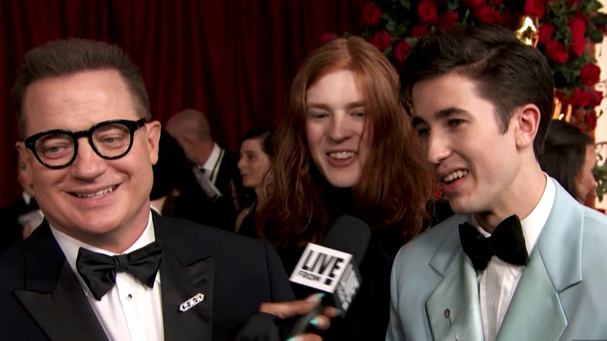 See Brendan Fraser's Sons GUSH About Dad at 2023 Oscars