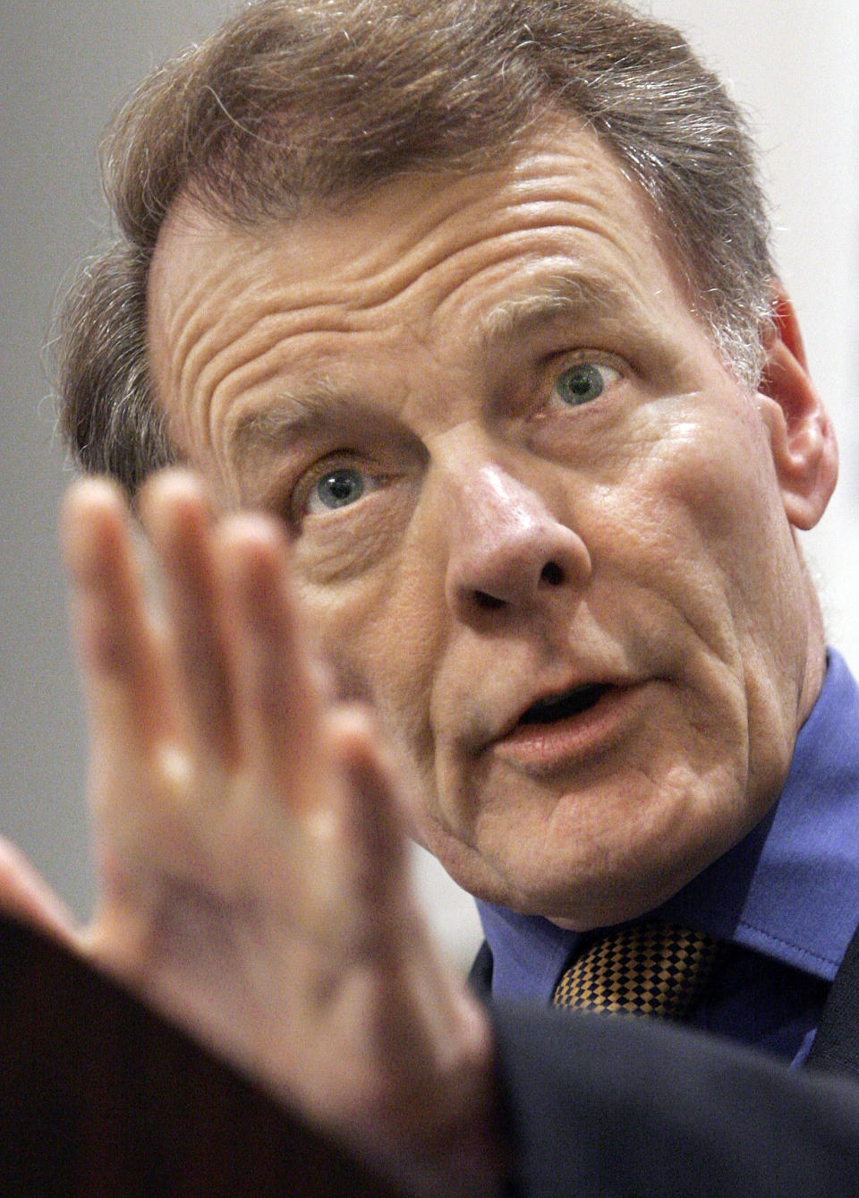 FILE - Then-Illinois Speaker of the House Michael Madigan, D-Chicago, speaks in Springfield, Ill., onMay 2, 2007. Madigan, the former speaker of the Illinois House and for decades one of the nation’s most powerful legislators, was charged with racketeering and bribery on Wednesday March 2, 2022, becoming the most prominent politician swept up in the latest federal investigation of entrenched government corruption in the state. (AP Photo/Seth Perlman File)