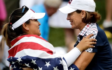 Lizette Salas and Juli Inkster - Solheim Cup 2017: Lexi Thompson delights Des Moines in USA victory - Credit: AP