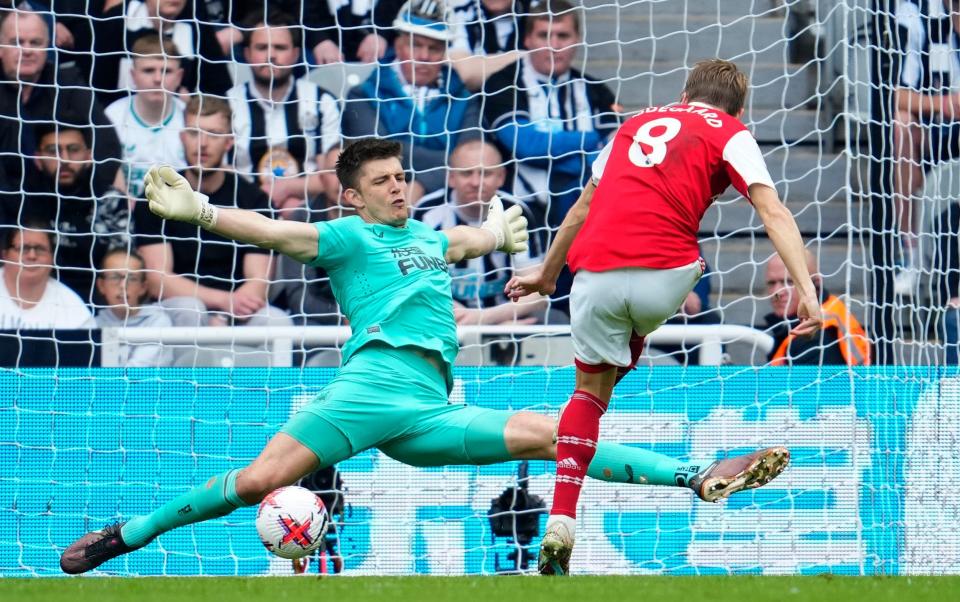 Arsenal's Martin Odegaard is thwarted by Nick Pope - AP