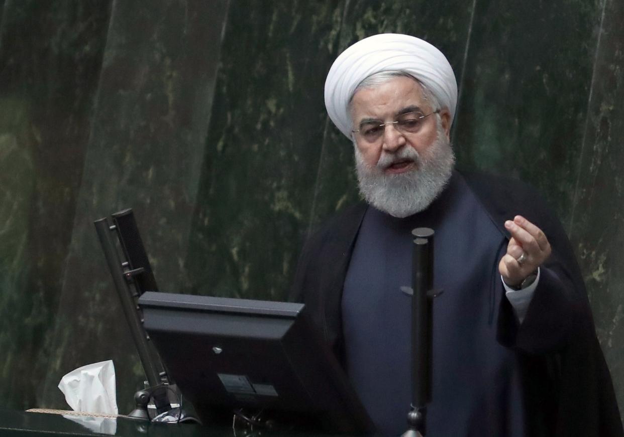 Hassan Rouhani speaking at a session of the Iranian parliament in Tehran: EPA