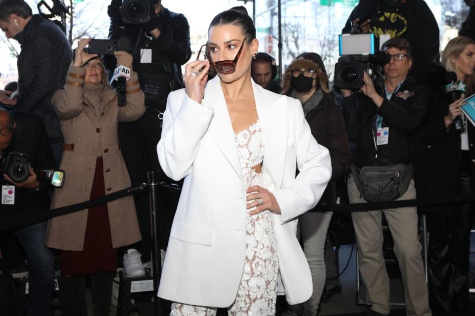 <div class="inline-image__caption"><p>Lea Michele at the Michael Kors Collection FW23 Runway Show during New York Fashion Week.</p></div> <div class="inline-image__credit">Udo Salters/Getty Images</div>