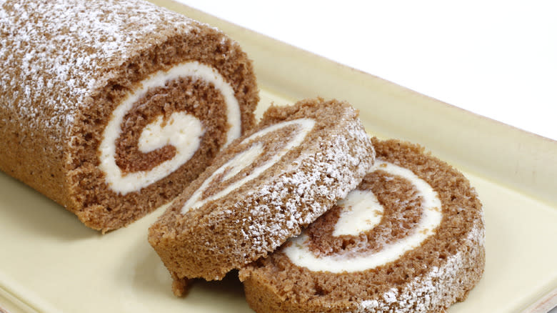 Pumpkin roll with cream cheese