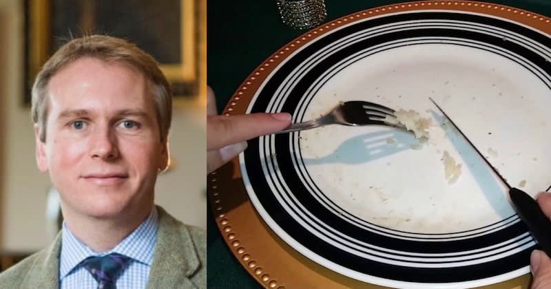 The self-described etiquette expert claimed that one must always use utensils when eating rice. — Pictures via Twitter/TheRoyalButler