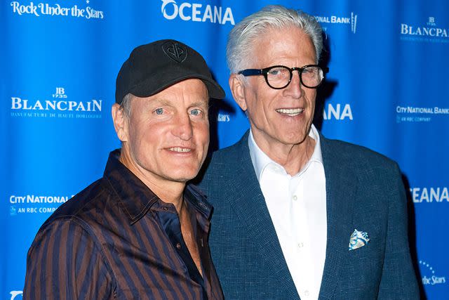 <p>Unique Nicole/Getty</p> Woody Harrelson and Ted Danson at Oceana's 5th Annual "Rock Under The Stars" event on August 12, 2023.