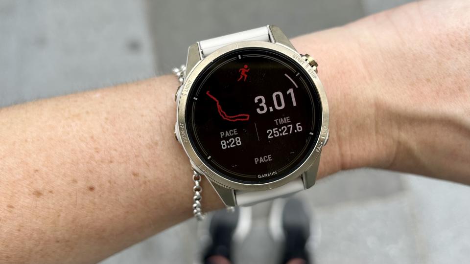 a photo of the Garmin Epix Pro on the wrist