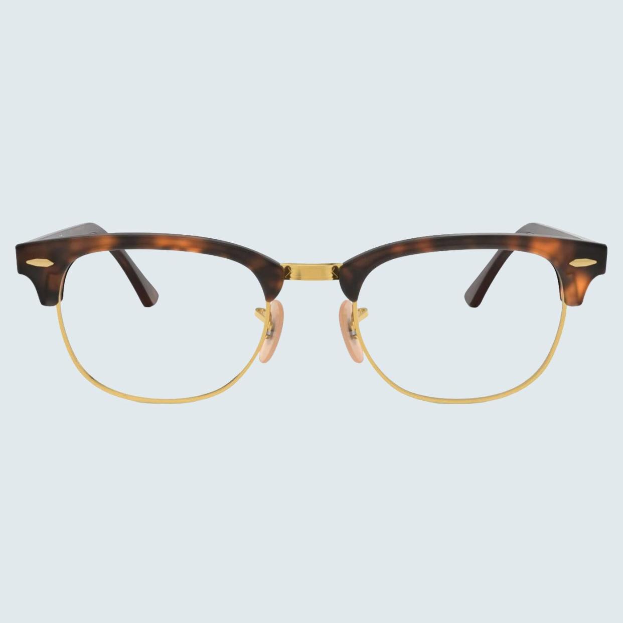 <a href="https://www.glassesusa.com/tortoisegold-medium/ray-ban-5154-clubmaster/44-m3648.html" rel="nofollow noopener" target="_blank" data-ylk="slk:Ray-Ban 5154 Clubmaster;elm:context_link;itc:0;sec:content-canvas" class="link rapid-noclick-resp">Ray-Ban 5154 Clubmaster</a>