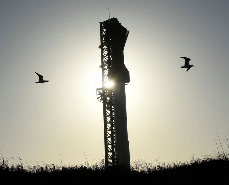 SpaceX Starship is seen on its launchpad in Boca Chica