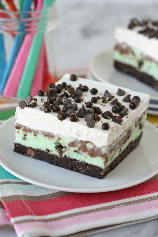Mint Chip Brownie Ice Cream Squares