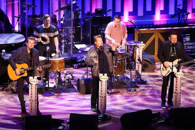 <p>Terry Wyatt/Getty Images</p> Rascal Flatts performs in 2019 at NASCAR Night at the Opry in Nashville.