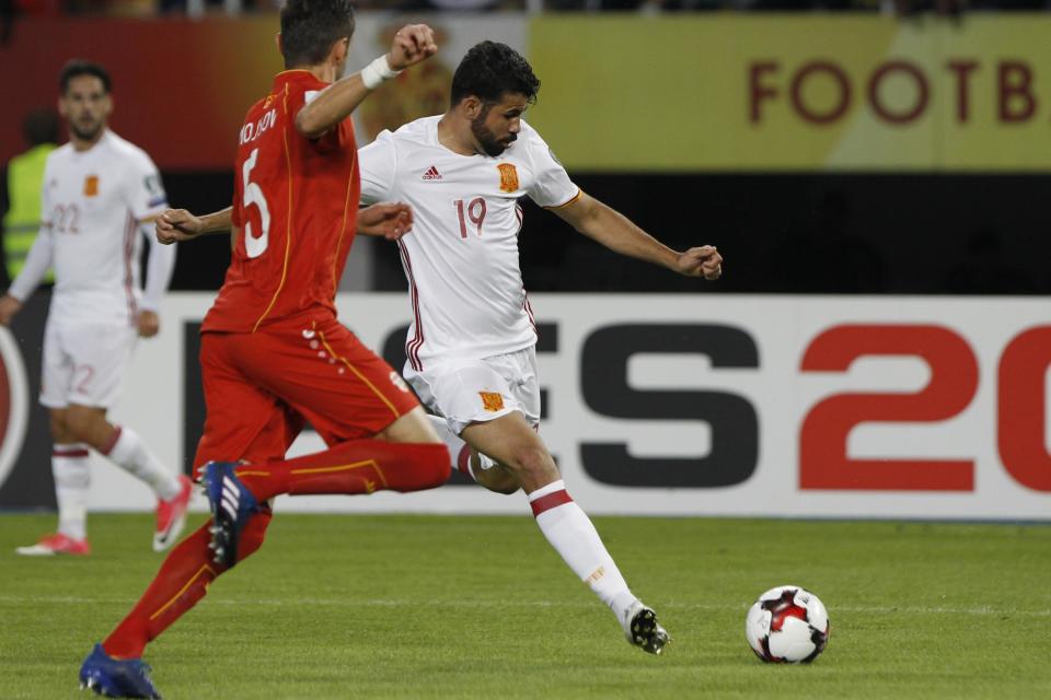 On target: Diego Costa scored for Spain on Sunday: AP