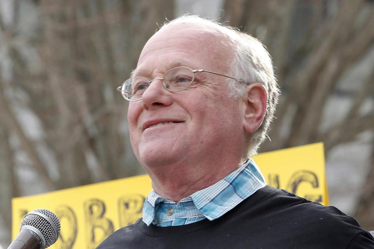 Ben Cohen, of Ben and Jerry's Ice Cream, during a rally at the Statehouse in Concord, N.H., Jan. 21, 2015. Cohen is launching a non-profit cannabis line with the mission of righting what it calls the wrongs of the war on drugs.
