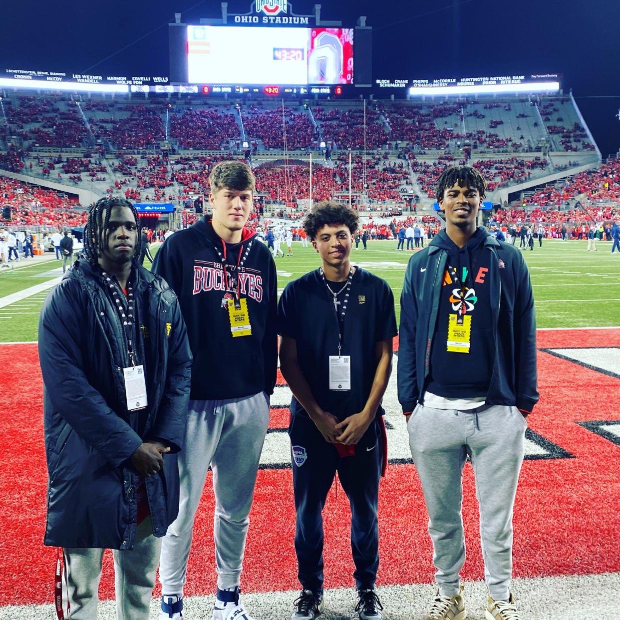 The Ohio State men's basketball program hosted (L-R) Jahnathan Lamothe, Austin Parks, George Washington III and Sean Stewart during the football team's October 30 game against Penn State. Lamothe, Washington and Stewart were on official visits.
