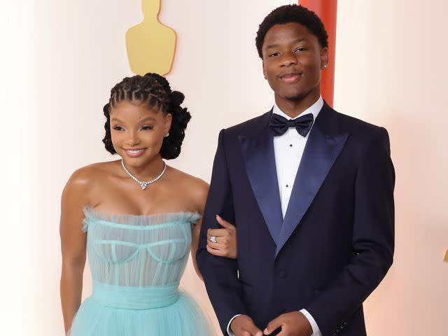 <p>Kayla Oaddams/WireImage</p> Halle Bailey and Branson Bailey attend the 95th Annual Academy Awards on March 12, 2023 in Hollywood, California.