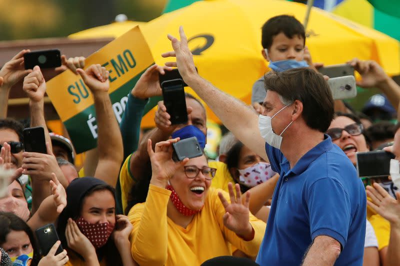 Protest against the President of the Chamber of Deputies Rodrigo Maia, Brazilian Supreme Court, quarantine and social distancing measures in Brasilia