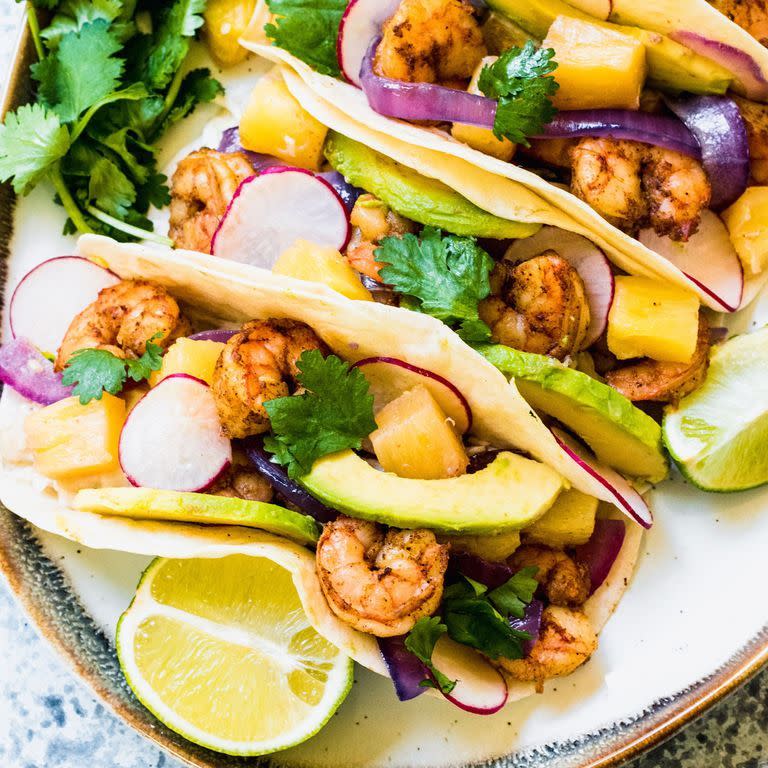 One-Tray Pineapple Prawn Tacos