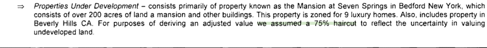 Ein Auszug aus dem internen Trump-Kreditbericht der Deutschen Bank aus dem Jahr 2011, in dem ein "Haircut" von 75 Prozent erwähnt wird. - Copyright: NY Attorney General's Office