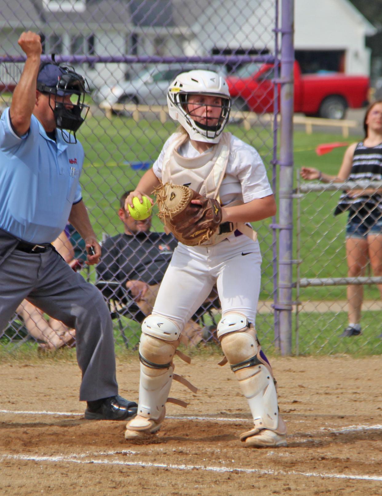 Bronson's Jadyn Cary earned her second straight MHSSCA D3 All State First Team honor this season as the catcher for the Big 8 champion Vikings