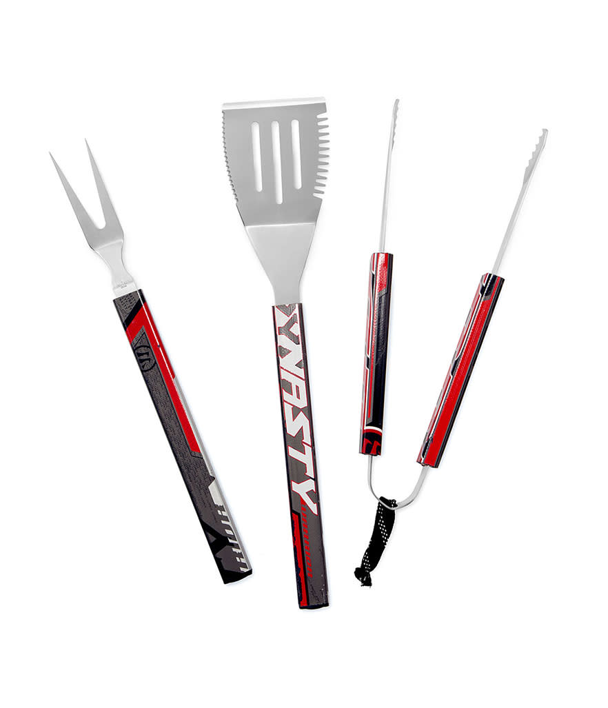 <p>Michael Bellino Hockey Stick BBQ Set, $60, <a rel="nofollow noopener" href="http://www.uncommongoods.com/product/hockey-stick-bbq-set#the-maker" target="_blank" data-ylk="slk:uncommongoods.com;elm:context_link;itc:0;sec:content-canvas" class="link ">uncommongoods.com</a><br><br></p>