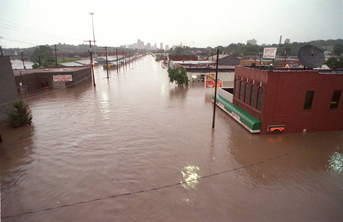 A scene on Southwest Boulevard during the flood of 1993.