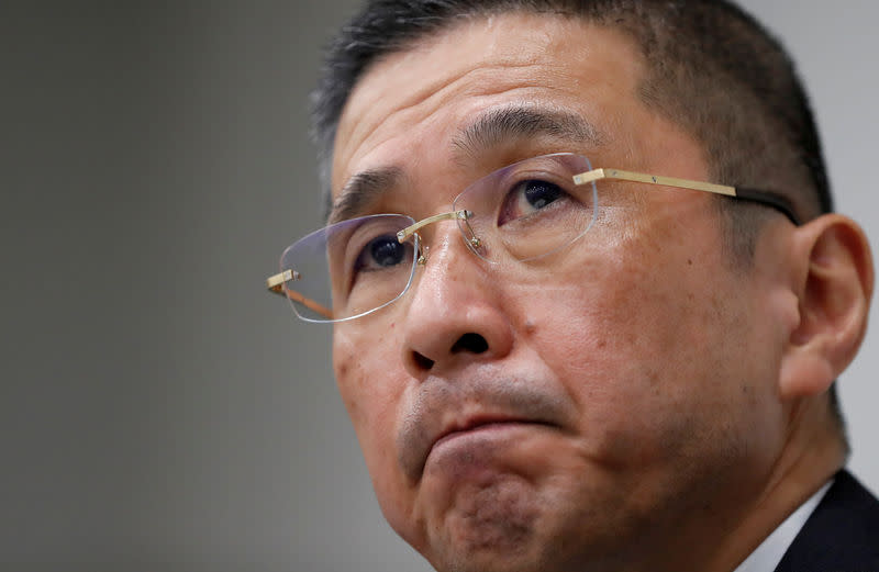 FILE PHOTO: Nissan President and Chief Executive Officer Hiroto Saikawa attends a news conference at the company headquarters in Yokohama, south of Tokyo, Japan November 19, 2018. REUTERS/Issei Kato/File Photo