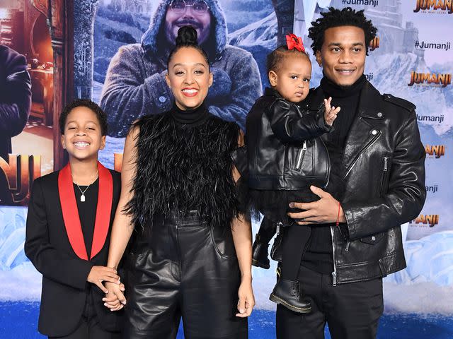 Steve Granitz/WireImage Cree Hardrict, Tia Mowry-Hardrict, Cory Hardrict and Cairo Tiahna Hardrict arrives at the Premiere Of Sony Pictures' "Jumanji: The Next Level" on December 09, 2019 in Hollywood, California
