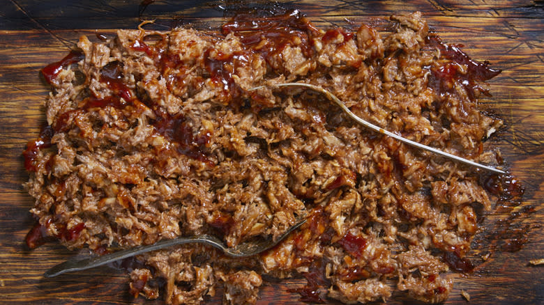 pulled pork with two forks