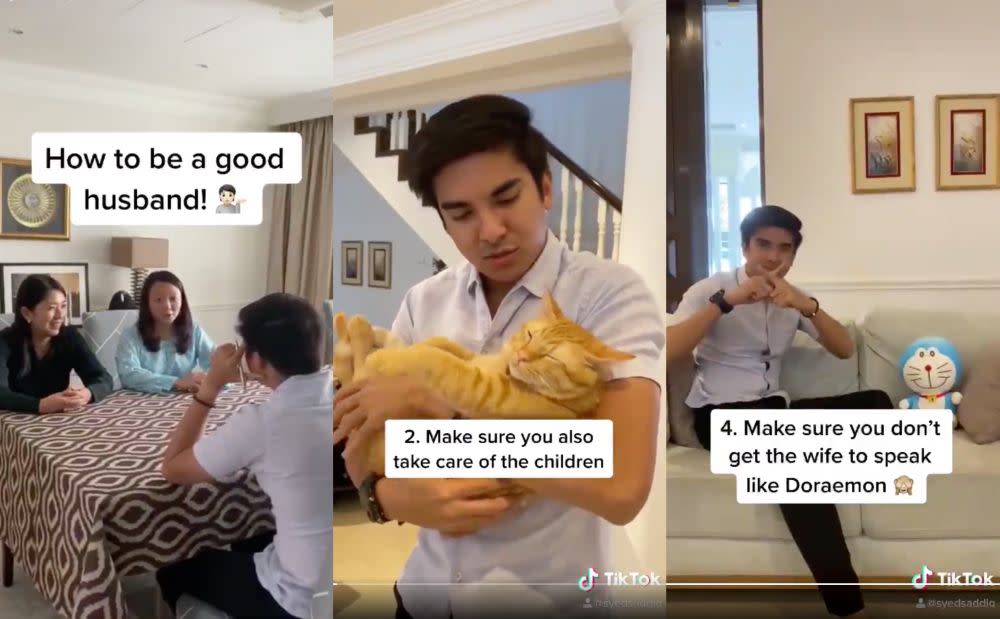 The TikTok clip also referenced a Doraemon-related gaffe made by the Women, Family and Community Development Ministry back in March. — Screengrabs via Instagram/SyedSaddiq