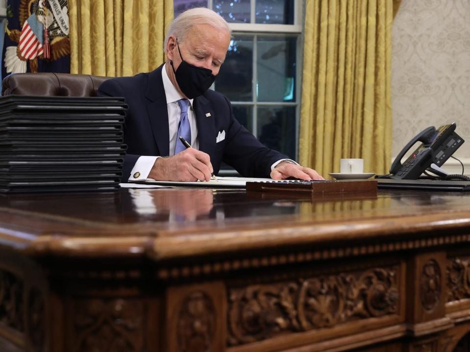 Joe Biden at the Resolute Desk