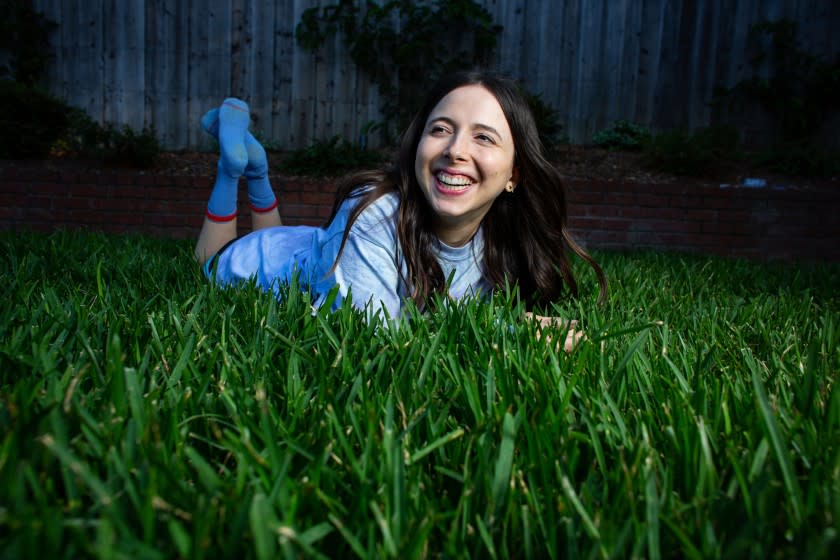LOS ANGELES, CA - JULY 13: Comedian and actress, Esther Povitsky poses for a portrait in her back yard on Monday, July 13, 2020 in Los Angeles, CA. (Jason Armond / Los Angeles Times)