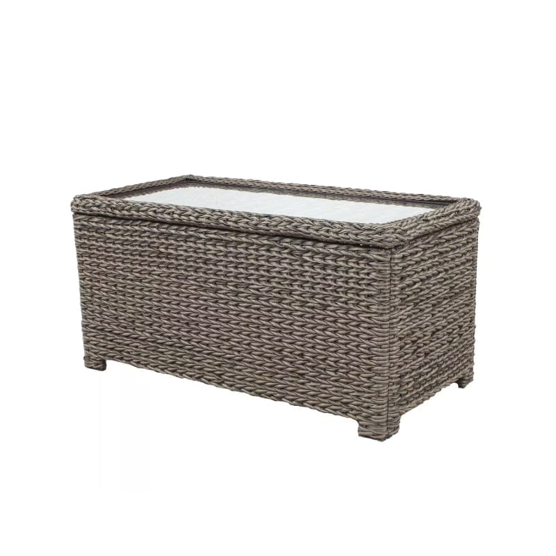 Hampton Bay Laguna Point Brown Wicker Outdoor Patio Storage Coffee Table