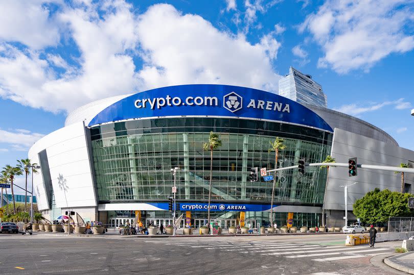 General View of the Crypto.com Arena on February 09, 2024 in Los Angeles, California.