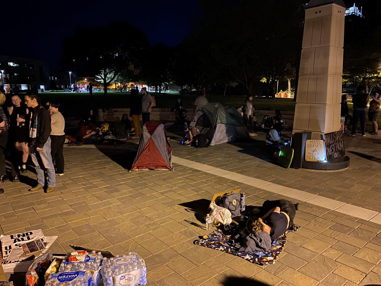 On Wednesday, May 1, 2024, a group of an estimated 200 people, composed largely of Ball State University students, gathered on the BSU campus to stage a pro-Palestinian rally.