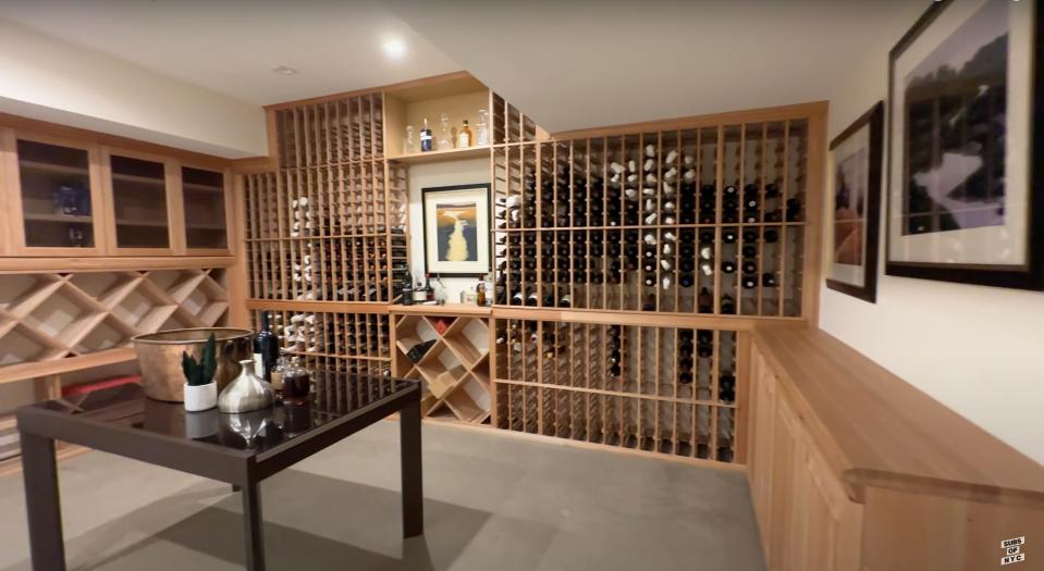 The wine cellar in the basement of Aaron Rodgers' New Jersey home.