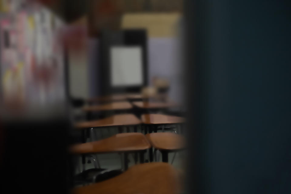 Student chairs in a classroom