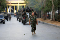 Lebanese army patrol streets in front of the court building in Beirut, Lebanon October 20, 2017. REUTERS/Jamal Saidi